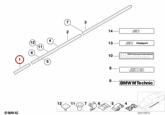 OM 51131960729 Links vordere Stoßstange Stoßstange für BMW 3 E36 -Serie. Original BMW.
