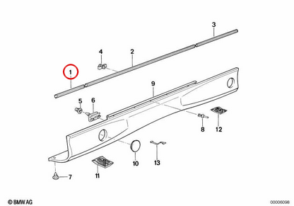 Left side molding OEM 51131970233 for BMW E31. Original BMW.