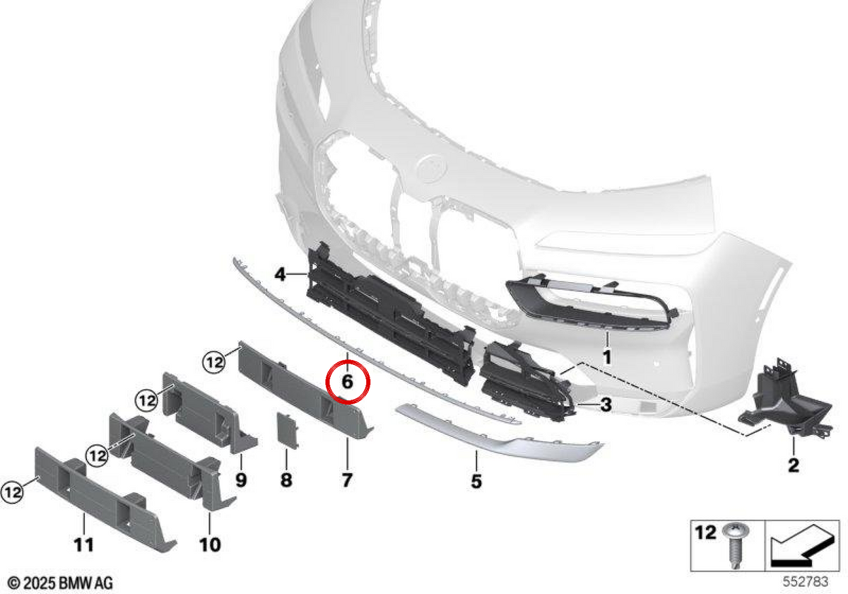 Modanatura centrale OEM 51135A240A9 per BMW G70. BMW originale.