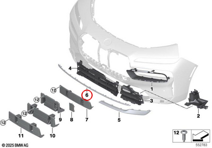 Modanatura centrale OEM 51135A240A9 per BMW G70. BMW originale.