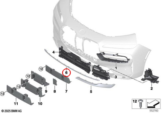 Moldagem central OEM 51135A240A9 para BMW G70. BMW genuíno.
