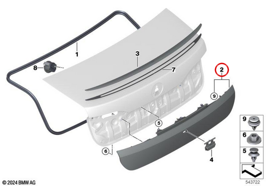 Guarnição da porta traseira preparada OEM 51135A342C9 para BMW G70. BMW genuíno.