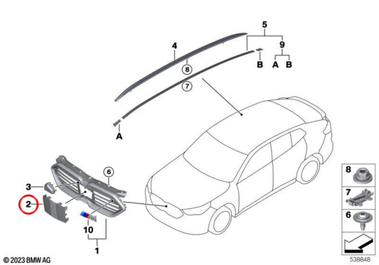OEM 51135A38869 Front Embels Reckle per BMW X1 U10. BMW originale.