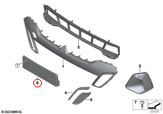 Soutien de l'enregistrement avant OEM 51135A3CA88 pour BMW G68. BMW d'origine.