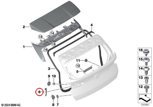 Modanatura luce posteriore destra OEM 51135A52C82 per BMW X3 G45, X3L G48. Originale BMW.