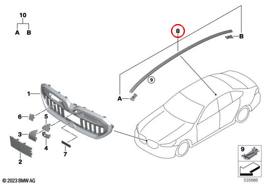 Linke Dachzierleiste OEM 51135A59737 für BMW 5er G60, G90. Original BMW.