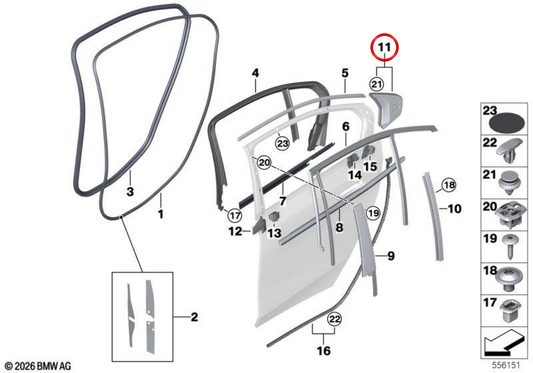 Links Pilar C Form 51135A629A3 für BMW G68. Original BMW.