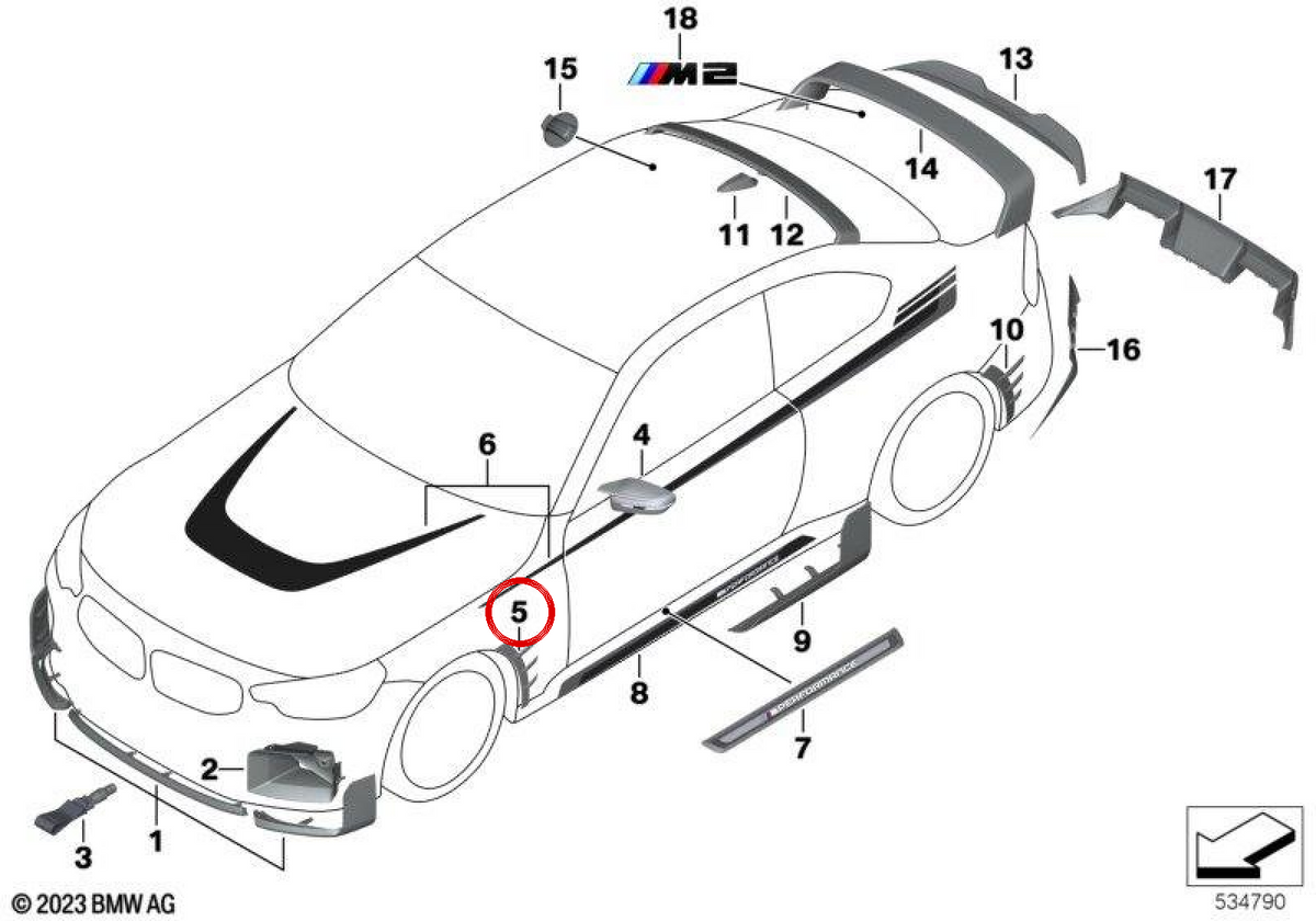 Embellient M Performance OEM 51135A649E3 for BMW E12. Original BMW.