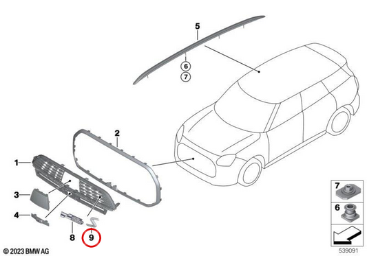 OMPRUSH EMBLEDA OEM 51135A67836 per Mini Countryman U25, S All4 ... e altro. Mini originale.