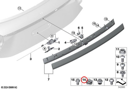 Tuerca insertada OEM 51135A74A47 para MINI Cooper E, Cooper SE, JCW E... y más. Original MINI.