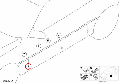 Bumper laterale a destra OEM 51137001046 per BMW 3 E46 (316CI, 318CI ... e altro). BMW originale.
