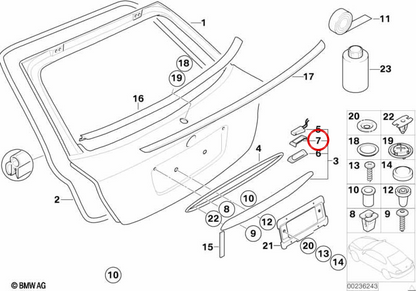Cristal para luz de matrícula trasera OEM 51137137408 para BMW Serie 3 E46 (316i, 316ti, 318i, 320i…) y más. Original BMW.