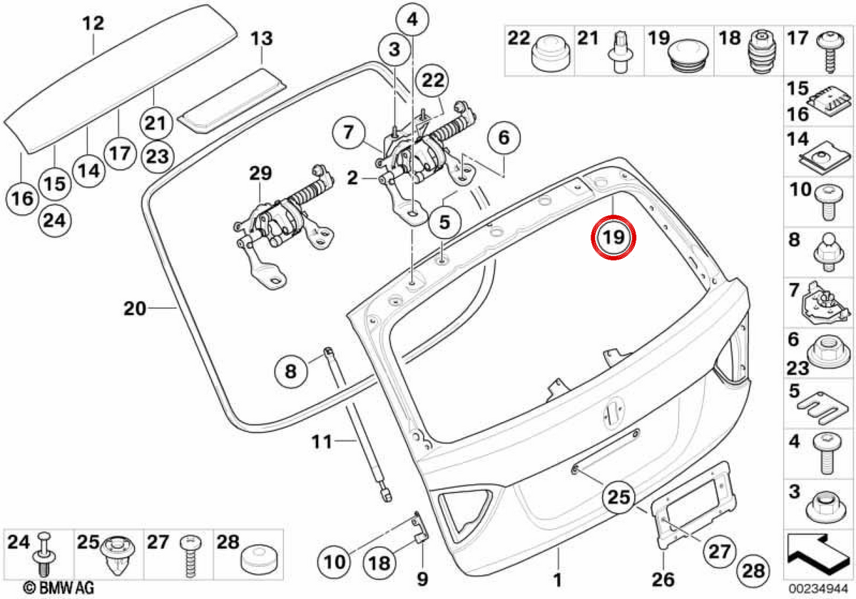 Tapón embellecedor OEM 51137162064 para BMW E90, E91. Original BMW.