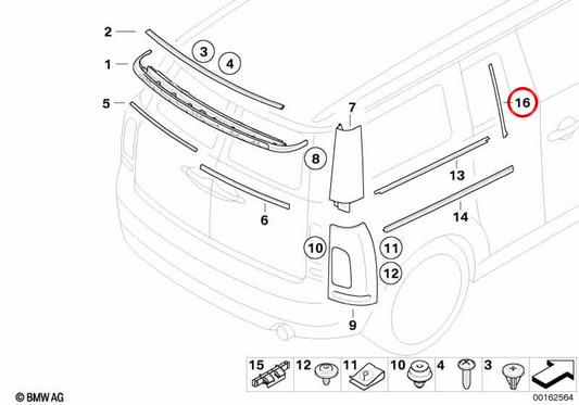 B2 Säulenformteil OEM 51137167226 für MINI Clubman R55, R55 LCI. Originaler MINI.