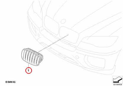 Front Left Decorative Grille OEM 51137185223 for BMW X5 E70, X5 E70 LCI, X6 E71, X6 E72 Hybrid. Genuine BMW.