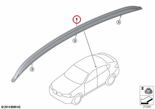 Barras de techo / Rails de techo OEM 51137338661 para BMW F26. Original BMW.