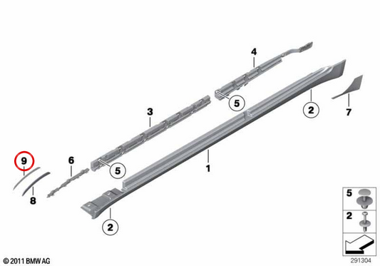 Nastro adesivo OEM 51137343761 per BMW F07, F06, F12, F13, F01, F02, F04. BMW originale.