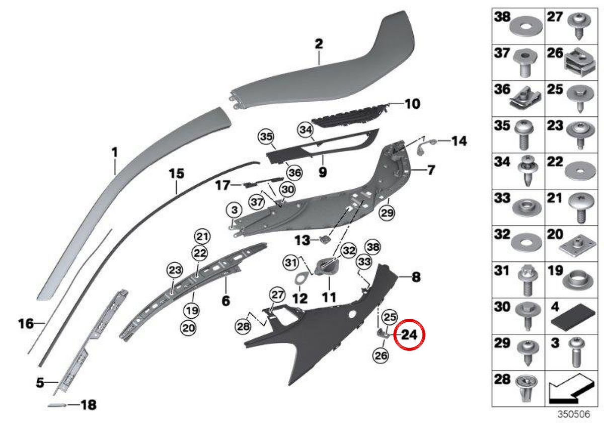 Supporto assemblaggio OEM 51137355958 per BMW I8 (I12). BMW originale.