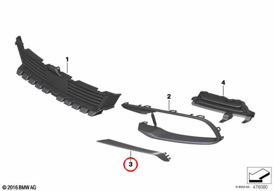 Moulage du côté droit OEM 51137370380 pour BMW F06, F12, F13. BMW d'origine.