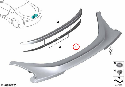 OEM 51137373727 Bremslicht Spoile für BMW i8 (I12, I15). Original BMW.