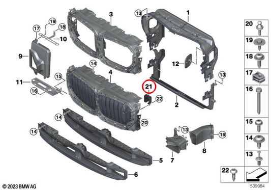Chambre de stationnement OEM 51137418138 pour BMW G05, G18, F95. BMW d'origine.