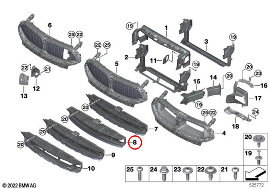 Niedriger Luftkanal OEM 51137418998 für BMW G14, G15, G16. Original BMW.
