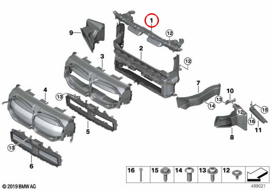 Tampa do duto de ar OEM 51137457057 para BMW F40, F44. BMW genuíno.