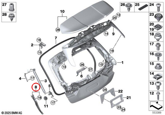 Rechts Embecercer OEM 5113746500 für BMW F40, F70. Original BMW.