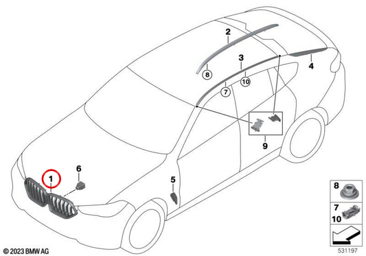 OEM 51137481386 GRID BEALS BEALS POUR BMW G06. BMW d'origine.