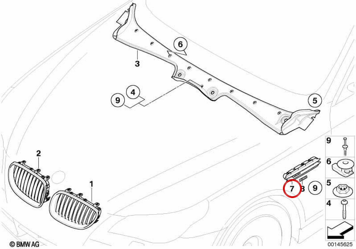 Front de front gauche OEM 51137896849 pour BMW E60 M5 et E61 M5. Pièce BMW originale.