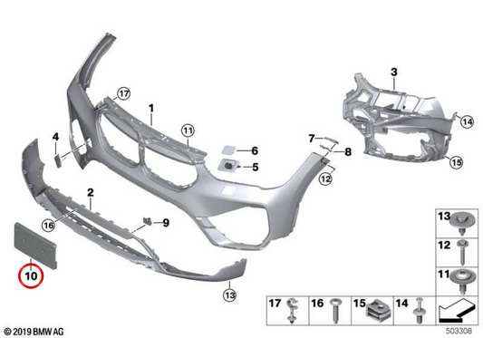 Support d'enregistrement avant OEM 51137954236 pour BMW F48. BMW d'origine.