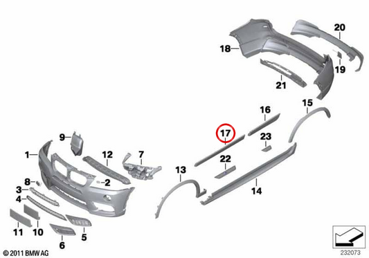 Embels Embelliar La porte d'entrée gauche OEM 51138052081 pour BMW F25, F26. BMW d'origine.