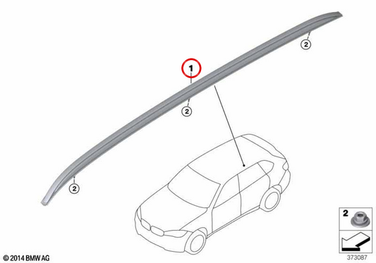 Barras / barras de tejadilho esquerdas OEM 51138057755 para BMW F15, F85. BMW genuíno.