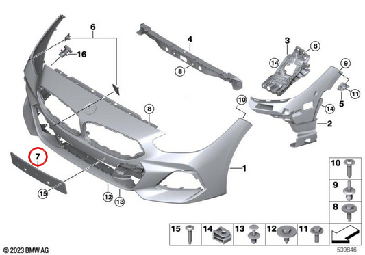 Supporto di registrazione frontale OEM 51138069763 per BMW G29. BMW originale.