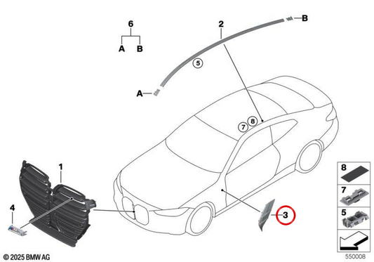 Right Air Breather OEM 51138076998 for BMW 4 Series G82 M4 Coupé, G82N M4 Coupé LCI... and more. Genuine BMW.