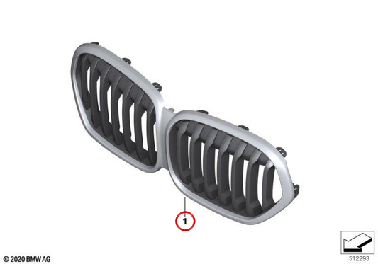 OEM 511380619 Grille décorative frontale pour BMW F48. BMW d'origine.