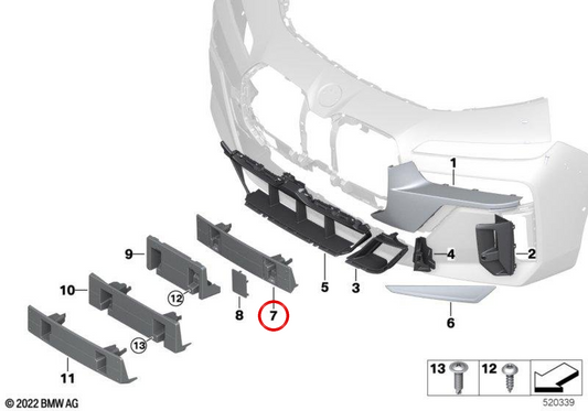 Suporte de placa frontal OEM 51138081532 para BMW (E46, E90, E91, E92, E93, E36, F30, F31, F34, G20). BMW genuíno.