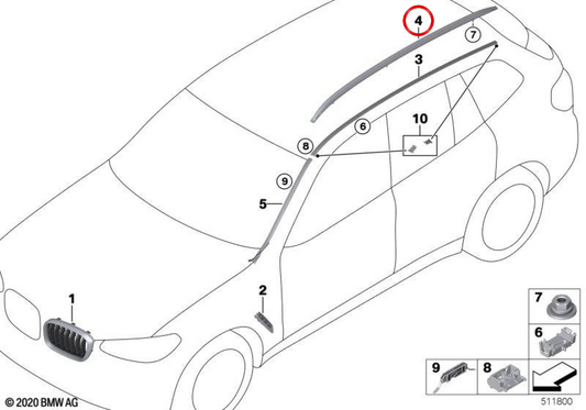 OEM 51138090955 Linksdach für BMW G01 und G08. Original BMW.