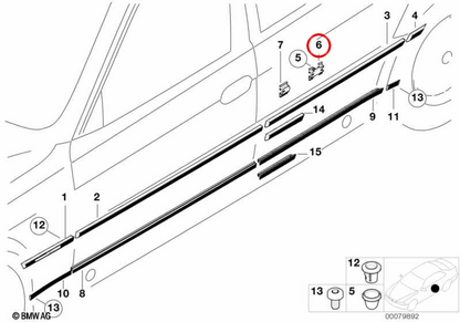 Fixierstapel für OEM -externe Formteile 51138166675 für BMW 5 E39 -Serie, 7 E38 -Serie. Original BMW.