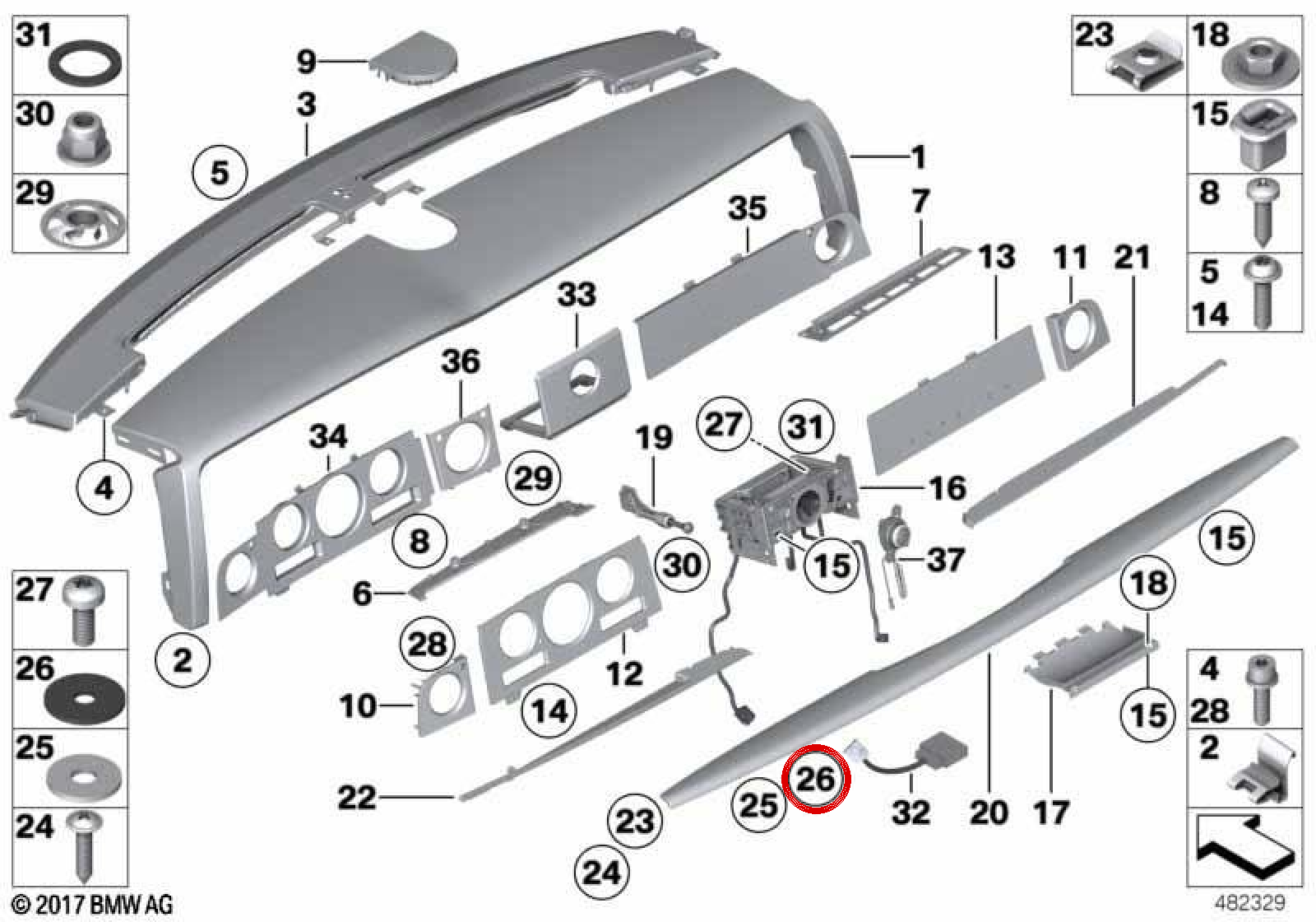 OEM Pondiculity Board 51138187248 per BMW E36. BMW originale.