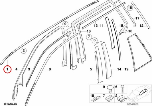 Mormatura laterale OEM 51138193208 per BMW E39. BMW originale.