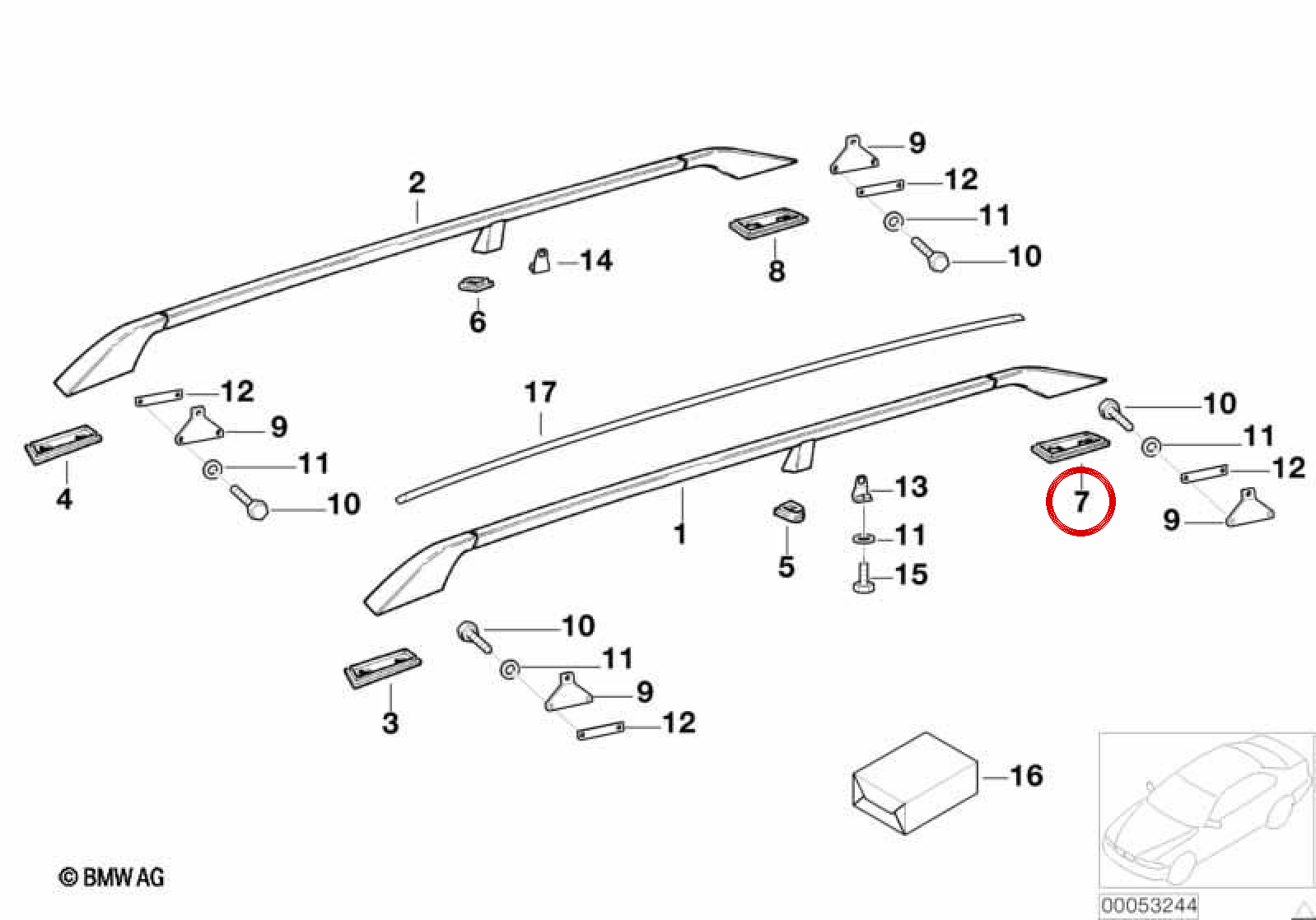 Base arrière gauche pour balustrade de plafond 51138203395 pour BMW E36, E46, E34, E39, E32, E38, E53, Z3. BMW d'origine.