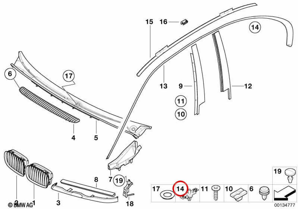 OEM-Fixierung Staple 51138204858 für BMW 3 E46 (1997-2005) Serie. Original BMW.
