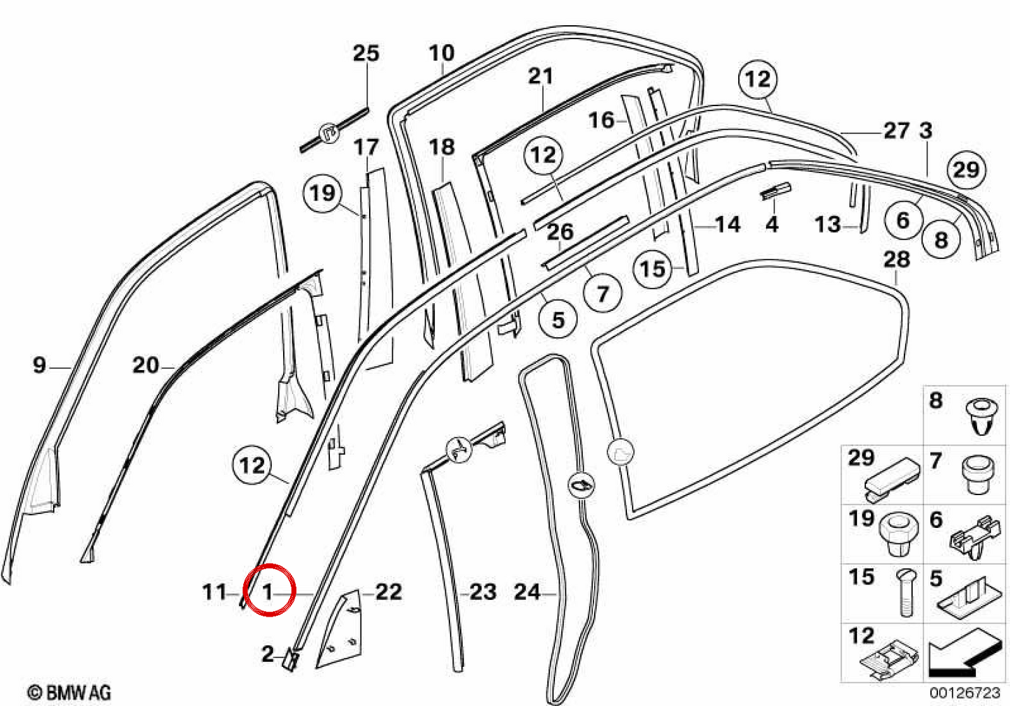OEM 51138208401 Linkes Dachrinne für BMW E38. Original BMW.