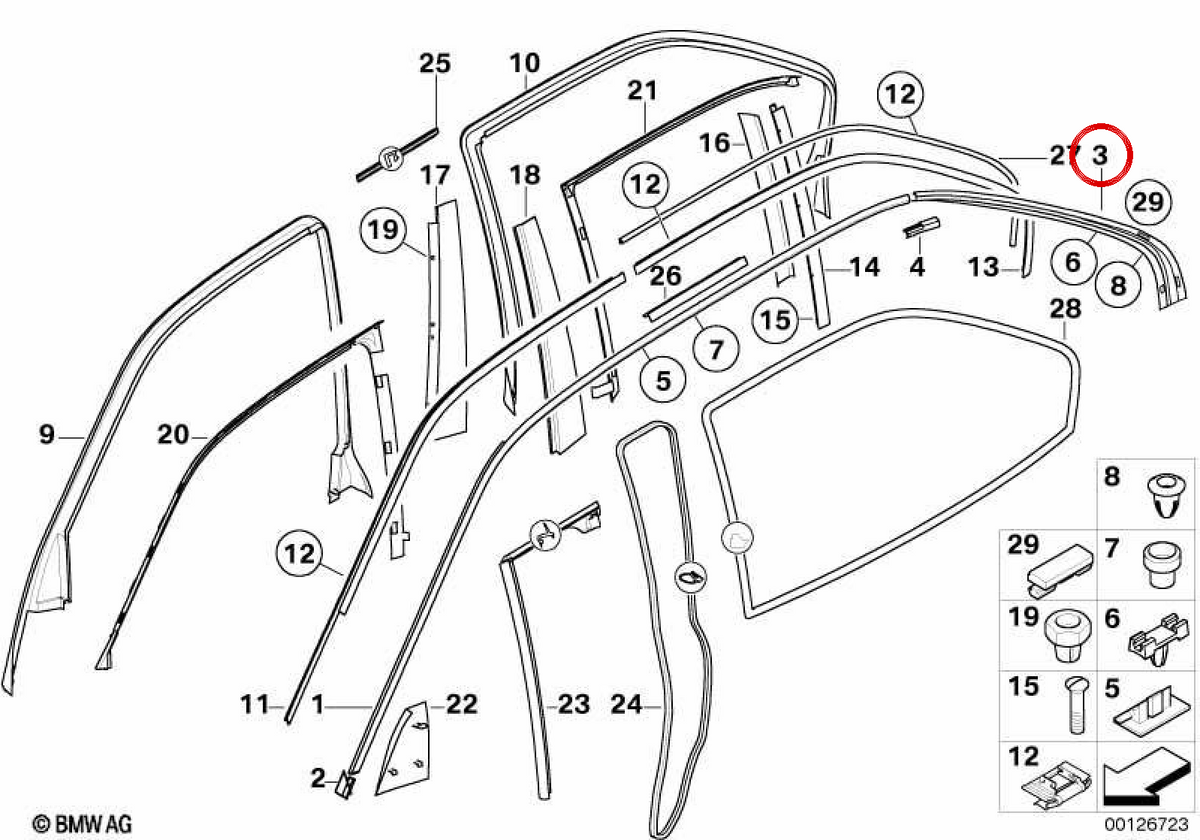 Rechte Abdeckung OEM 51138208406 für BMW E38. Original BMW.