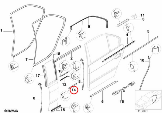 Links hintere Außenform 51138219537 für BMW E38. Original BMW.