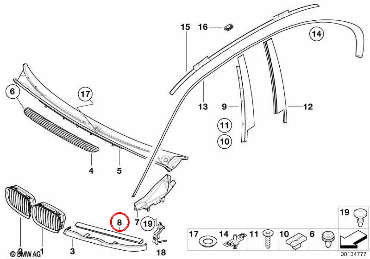 Keder para BMW Serie 3 E46 (OEM 51138228985). Original BMW