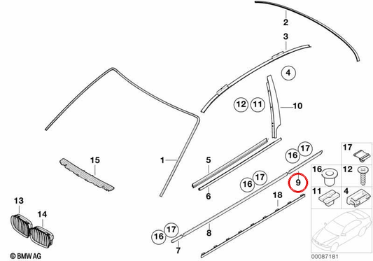 Barre de pare-chocs arrière gauche OEM 51138252379 pour BMW 3 E46 (03/2000 - 12/2004). BMW d'origine.
