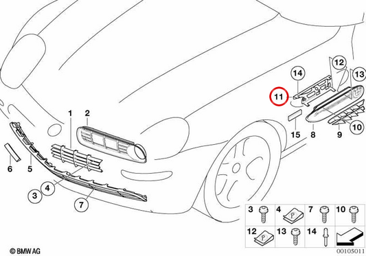 Supporto di stampaggio decorativo destro OEM 5113826322 per BMW E52. BMW originale.