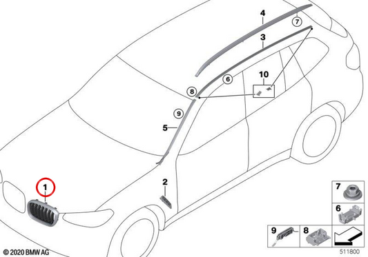 Rejilla Decorativa M Performance para BMW X3 G01, X4 G02 (OEM 51138469960). Original BMW.